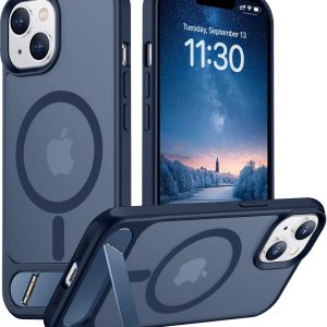 Temdan Magnetic Compatible with iPhone 14 Case/iPhone 13 Case,[Built-in Invisible Kickstand][Compatible with MagSafe][Military Grade Shockproof] Slim Translucent Matte Phone Case for iPhone 14/13 6.1"