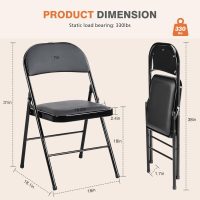 Sweetcrispy Folding Chair 12 Pack, Leather Padded Folding Chairs, Sturdy Metal Foldable Chairs, Easy to Use and Store, Outdoor and Indoor, for Home, Office, Party, Comfy - Image 3