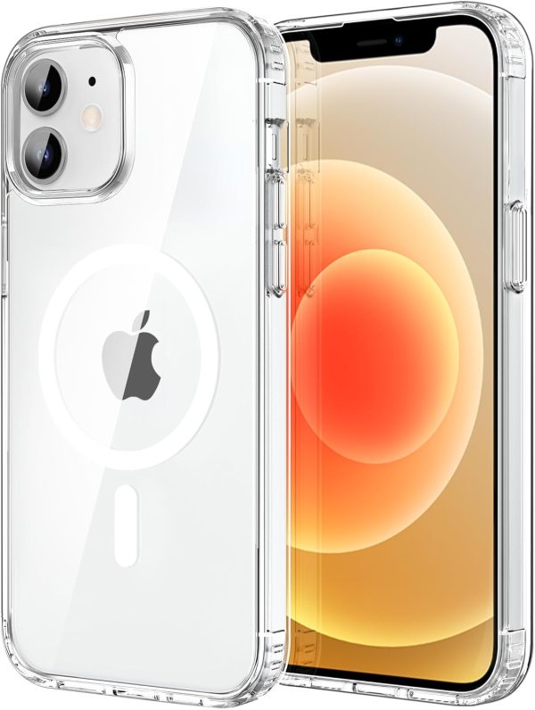 CACOE Magnetic Case for iPhone 12 & iPhone 12 Pro 6.1 inch-Compatible with MagSafe & Magnetic Car Phone Mount,Not Yellowing Anti-Scratch (Clear)