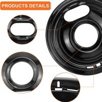 Stove Burner Drip Pans W10288051 Burner Covers-2 Packs 6” W10290353 Black Porcelain Burner Pans and 8" W10290350 Stove Top Covers for Electric Stove by Sikawai - Image 3
