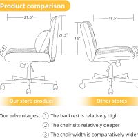 Criss Cross Chair, Office Chair Cross Legged with Wheels, Armless Office Chair, Linen Desk Chairs with Wheels for Home Office, Meditation, Makeup (Linen Yellow) - Image 6