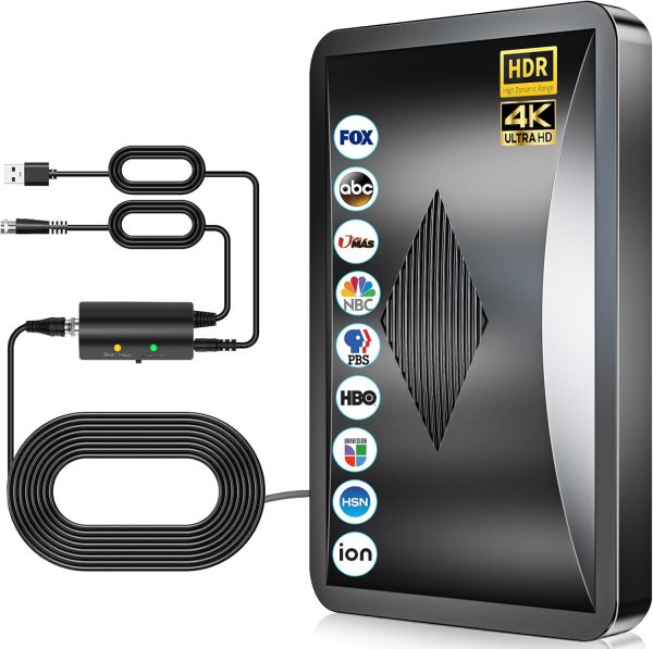 2025 Upgraded Digital Antenna for Smart TV, 2800+ Miles Long Range TV Antenna Indoor/Outdoor, TV Antenna for Local Channels with Amplifier Signal Booster 38FT Thick Coaxial Cable