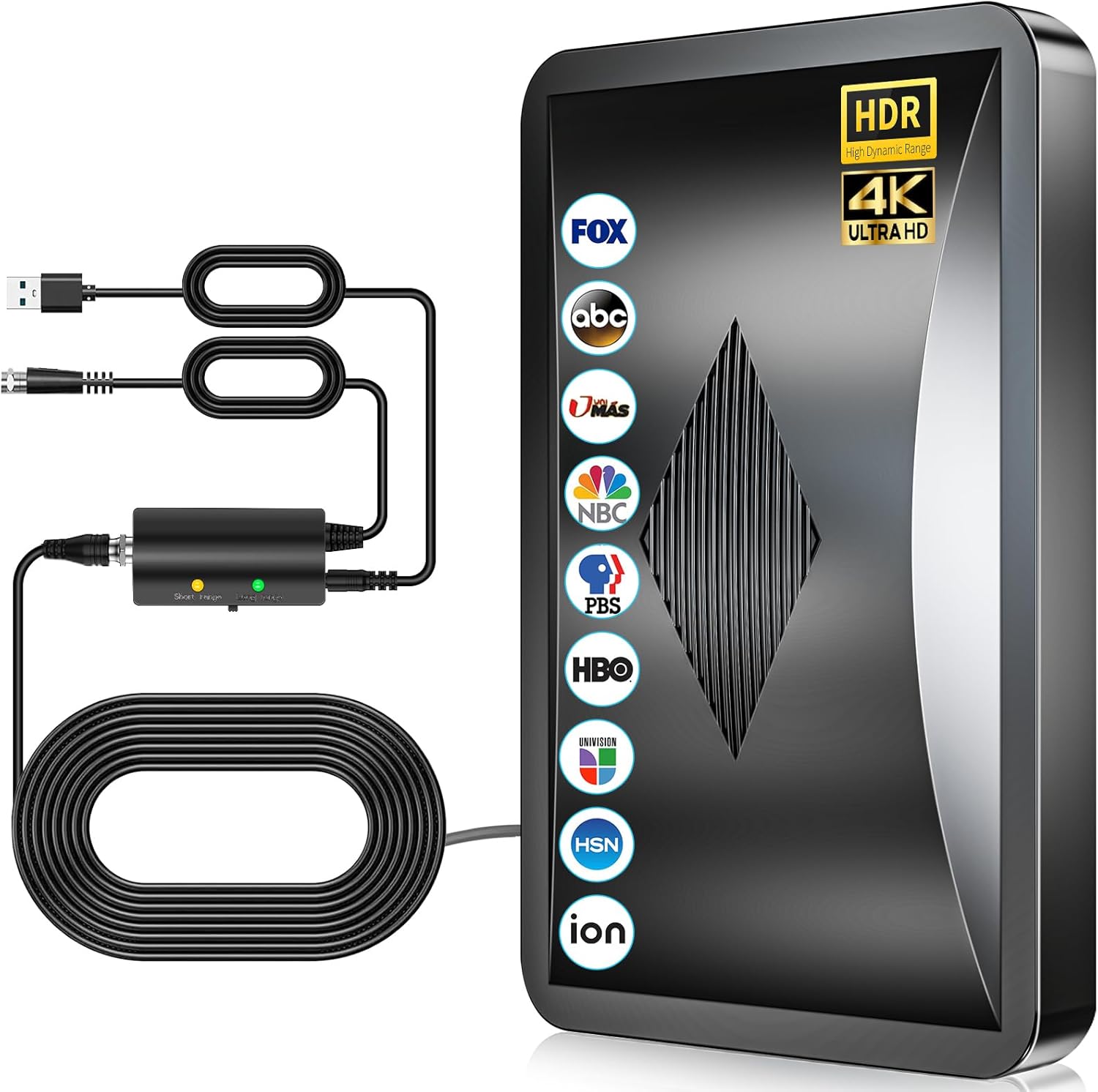 2025 Upgraded Digital Antenna for Smart TV, 2800+ Miles Long Range TV Antenna Indoor/Outdoor, TV Antenna for Local Channels with Amplifier Signal Booster 38FT Thick Coaxial Cable