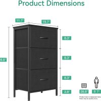 AODK Dresser for Bedroom Nightstand Small Dressers Chest of Drawers End Table for Living Room, Closet Dresser with 3 Storage Drawers Organizer Clothes, Black - Image 3