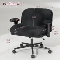 Cross Legged Office Chair with Flip-Up Arms, Wide Criss Cross Chair with Wheels & Extra-Deep Seat Thickened for Home Office,Vanity, Bedroom,Apartment Dorms,Plush Cushion,Cute,Comfy,Black - Image 2