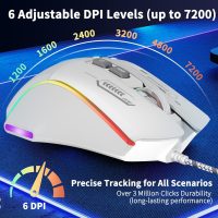 Gaming Mouse, Wired Gaming Mouse with RGB Backlit, 7200DPI Adjustable, PC Gaming Mice with 7 rogrammable Macro Buttonsg, Ergonomic Mouse Gamer for PC, Desktop, Mac，Laptop, Chromebook. - Image 3