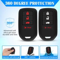 QBUC 2Pcs for Honda Key Fob Cover, fits for Honda HR-V Pilot Odyssey LX EX 2014 2015 2016 2017 2018 2019 2020 2021 2022 Key Protector Silicone Rubber Accessories 4 Buttons (Black+Black red) - Image 5