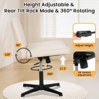 BLKMTY Home Criss Cross Legged Chair Armless Office Desk Chairs Height Adjustable Computer Chair No Wheels Wide Seat Ergonomic Vanity Chairs for Bedroom Living Room, Beige - Image 4
