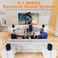 Home Theater Sound System 5.1 Surround Sound Systems - 1400 Watts Peak Power 12" Subwoofer Strong Bass 5.1 Wired Home Audio Stereo Sound with Bluetooth HDMI ARC Optical Input for TV - Image 4