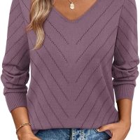 WIHOLL Sweaters for Women V Neck Casual Knit Long Sleeve Tops Lightweight Pullover Clothes Fall Fashion Outfits 2025 - Image 2