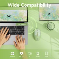 EWEADN Q5 Wireless Mouse, Bluetooth & 2.4G Quiet Computer Mouses with 1600 DPI, Battery Level Display, Ergonomic Office Mouse,6 Button Portable Cute Cordless Mice for Laptop/PC/Mac- Green - Image 4