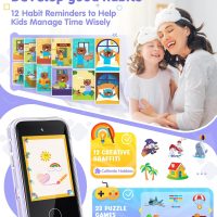 JOYJAM Phone for Kids Age 3-8,Kids Smart Phone for Girls Christmas Birthday Gifts,Toy Phone with Dual Camera Music Player Puzzle Games,Touchscreen Phone Learning Toy for 3 4 5 6 7 8 Year Old Girls - Image 3