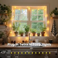 43FT 100LED Connectable Globe String Lights | 8 Modes Fairy Lights Plug in with Remote | Warm White Mini Globe Light for Indoor Outdoor Bedroom Wedding Party Garden Christmas Tree Decor - Image 7