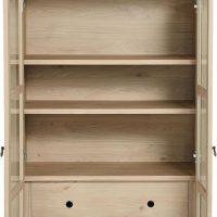 Modway Nolan Modern Farmhouse 71 Inch Tall Arched Storage Display Cabinet in Light Oak Wood Grain - 4-Tier Bookcase with Glass Doors and Shelves - Arch Accent Cabinet for Living Room - Image 9