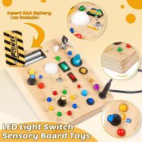 Joyreal Montessori Toddler Busy Board, 19 Led Wooden Sensory Board Educational Toy, Montessori Toys for 1-6 Year Old, Travel Toys Gifts for Toddlers Boys and Girls - Image 4