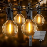 Brightown 108FT Solar String Lights Outdoor with Remote and 52 LED Shatterproof Bulbs, Dimmable & Timable, 3 Light Modes, Solar Patio String Lights Outdoor for Cafe, Garden, Deck, Outside Wedding - Image 9