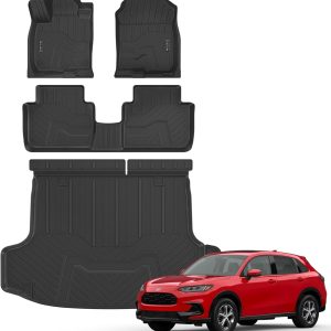 Floor Mats & Cargo Liner for 2023-2025 2026 Honda HR-V All Weather Protection TPE Rubber Floor Liners & Trunk Mat for Honda HRV 2026 Accessories, Odorless Anti-Slip, Black