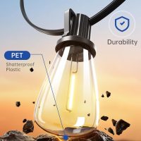 addlon 50FT LED Outdoor String Lights with 16 Shatterproof ST38 Vintage Edison Bulbs, Commercial Grade Waterproof Patio Lights, Connectable & Dimmable for Porch, Deck, Garden, Backyard, Balcony - Image 2