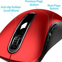 memzuoix 2.4G Wireless Mouse, 1400 DPI Mobile Optical Cordless Mouse with USB Receiver, Portable Computer Mice for Laptop, PC, Desktop, MacBook, 5 Buttons, Red - Image 2