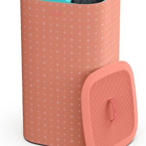 Joseph Joseph Tota Pop 60 liter/15.8 gallon Laundry Hamper Separation Basket with lid, 2 Removable Washing Bags with Handles- Coral/Green