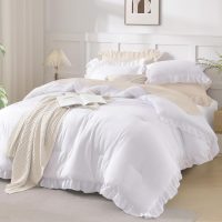 Andency Comforter Full Size Set White, 3 Pieces Ruffle Farmhouse Shabby Chic Gift Full Comforter Set, Soft Lightweight Fluffy All Season Room Decor Bed Set for Girls Women Teens Daughter - Image 4