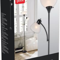 GLOBE Electric 67135 72" Torchiere Floor Lamp and Adjustable Reading Light, Matte Black, Frosted Shade, Dual Rotary Switch, 3-Step Dimming, Modern Lighting for Living Room or Office - Image 8