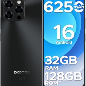 DOOGEE Note 58 Android 16 Unlocked Phones, 32GB+128GB/2TB Expand Cell Phone, 6.6''HD+90Hz Dispaly, 6250mah Battery, 4G Dual Sim Unlocked Smartphone, Widevine L1/NFC/OTG/Face Unlock