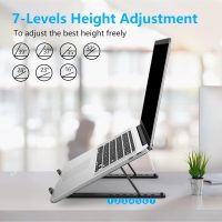 Adjustable Laptop Stand, Portable Laptop Riser for Desk, ABS+Silicone Foldable Ventilated Cooling Notebook Holder Stand for 10-15.6” Laptops,Tablets - Image 3