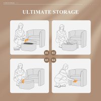 COLAMY Upholstered Velvet Barrel Accent Chair with Storage Ottoman, Morden Living Room Chair with Lounge Seat for Bedroom/Reading Spaces, Khaki - Image 6