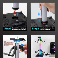 VCOM RGB Gaming Headphones Stand with 2 USB and 1 Type-C Ports, Headset Stand with 10 Light Modes and Non-Slip Rubber,Suitable for All Earphone Accessories, Best Gift for Desk Gamers - Image 4