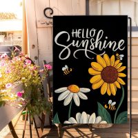 Hello Sunshine Spring Summer Garden Flag Double Sided Sunflower Daisy Bees House Flag Outdoor Seasonal Decorations for Yard Patio Porch 12 X 18 Inches - Image 3