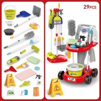 Toddler Cleaning Set，Kids Cleaning Toy Set，New 29-Piece Detachable Kids Cleaning Set for Toddlers - Pretend Play Educational Cleaning Carts (red) - Image 2