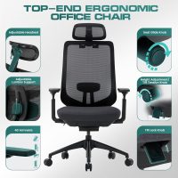 COLAMY Ergonomic Mesh Office Chair,High Back Computer Executive Desk Chair,Lumbar Support with Adjustable Headrest and 4D Arms, Slide Seat, Tilt Lock-Black - Image 4