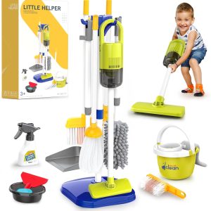 Toddler Toys Cleaning Set, Kids Cleaning Toy Set, Pretend Play Home Cleaning Playset - Incl.Electric Toy Vacuum, Broom and Dustpan Set, Mop,Duster and More,Cleaning Tools Toys for Boys Girls