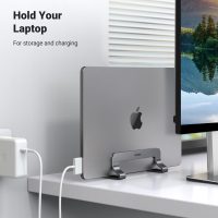 UGREEN Vertical Laptop Stand Holder for Desk Compatible with MacBook Pro, MacBook Air Stand Vertical Aluminum Adjustable for Up to 17.3 Inch Gaming Laptop, Gray - Image 5
