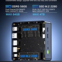 GMKtec Mini Gaming PC AMD Ryzen 7 7840HS 1TB PCIe4.0 SSD 16GB DDR5 Desktop Computers USB4.0, Dual NIC LAN 2.5Gbps/ HDMI, DP/USB-C4.0, WiFi 6E, BT 5.2 Nucbox K6 - Image 5
