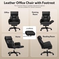 Cross Legged Office Chair with Arms, Criss Cross Desk Chair, High Bcak Big and Tall Office Chair with Foot Rest, Reversible Armrests & Wide Seat Reclining Desk Chair, Black - Image 9