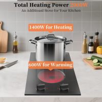 2 Burner Electric Cooktop - 110v Countertop and Built-in Electric Stove 2000W, 12 Inch Ceramic Stove with Residual Heat Indicator, Over-Temperature Protection, Knob Control, 110-120V Plug in - Image 6