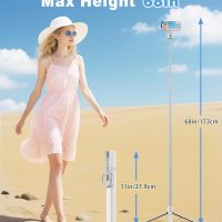 TONEOF 68" Magnetic Selfie Stick Tripod with Aluminum Strong Magnetic Holder for Magsafe, 360° Rotatable Travel Phone Tripod Stand with Metal Ring & Rechargeable Remote for iPhone/Android(Beige Gray) - Image 4