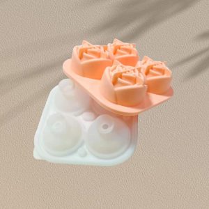 4-Cavity Rose Ice Mold - Large Food Silicone for Floral Cocktails & Decor,Small Rose Ice Mold - TPR Material for Mini Ice Cubes & Creative Beverage Presentation