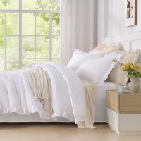Andency Comforter Full Size Set White, 3 Pieces Ruffle Farmhouse Shabby Chic Gift Full Comforter Set, Soft Lightweight Fluffy All Season Room Decor Bed Set for Girls Women Teens Daughter - Image 6