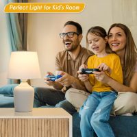 Small 11.8 Table Lamps Set of 2, Bedside Nightstand Lamps for Bedroom Kid’s Room, Cute Desk Lamps with Studded Texture Base for Reading Nursery Living Room Office, White - Image 5