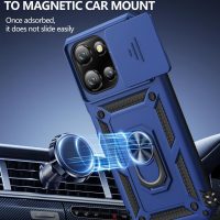 Taisairu for Motorola Moto G 5G 2025 Case with Screen Protector & Slide Camera Lens Cover, Built-in 360°Rotate Magnetic Ring Stand Shockproof Protective Phone Case for Moto G 2025 Case (Blue) - Image 5