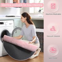 Amdrebio Light Pink Round Rug 4Ft for Girls Bedroom, Fluffy Circle Area Rugs for Kids Room Decor Aesthetic, Cute Shag Fuzzy Carpet for Nursery, Preppy Dorm, Classroom, Playroom, Teen, Baby, Washable - Image 4