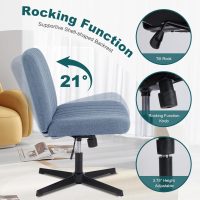 OLIXIS Criss Cross Chairs Legged Armless No Wheels Wide Seat Height Adjustable Swivel Rolling Padded Fabric Home Office Desk Seating for Bedroom, Student, Study Room - Image 7