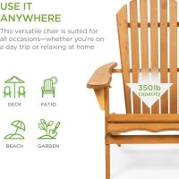Best Choice Products Folding Adirondack Chair Outdoor Wooden Accent Furniture Fire Pit Lounge Chairs for Yard, Garden, Patio w/ 350lb Weight Capacity - Natural - Image 3