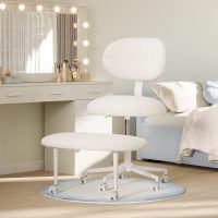 Ergonomic Cross Legged Office Chair with Wheels, ADHD Chair for Adults, Meditation Chair, Yoga Office Chair, Comfortable Back Support, Height Adjustable,Small Spaces, Teddy Fabric, White - Image 8