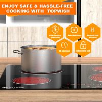 4 Burner Electric Cooktop, TOPWISH 24 Inch, Built-in Electric Stove Top, 220-240v Radiant Cooktop with Child Lock, Touch Control, Residual Heat Indicator, Overheat Protection, Hard Wire (No Plug) - Image 4