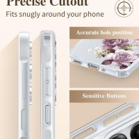 GVIEWIN for Samsung Galaxy A16 5G Case, [Screen & Camera Lens Protector] [Military-Grade Protective] Women Clear Floral Not Yellowing Shockproof Bumper Phone Case for Galaxy A16, Cherry Blossoms - Image 7