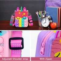 Civan Small Pop Purse,Unicorn Pop Purse for Girl Boy and Women Pop Bag with Unicorn Pop Toy,Shoulder Bag Fidget Toys Pop Fidget Backpack Toy for ADHD Anxiety School Backpack Silicone Bag Pop for Girls - Image 3